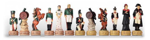 Napoleon vs Russia Hand-Painted Resin Chess Set w/ Japanese Maple Board Italfama