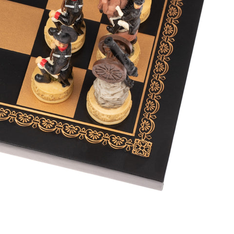 Italfama Napoleon vs Russians Hand-Painted Resin Chess Set, Faux Leather Board