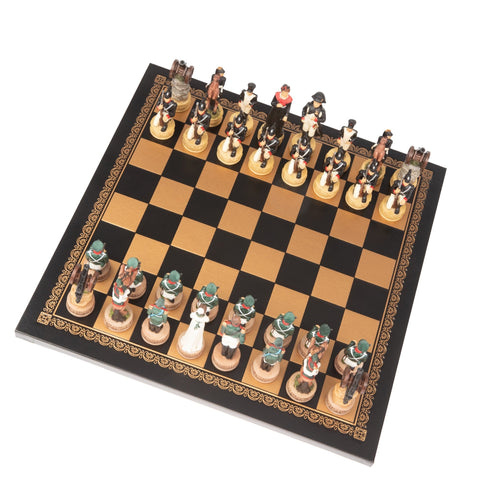 Italfama Napoleon vs Russians Hand-Painted Resin Chess Set, Faux Leather Board
