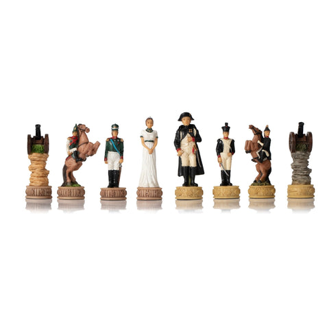 Italfama Napoleon vs Russia Hand-Painted Chess Set, Faux Leather Board & Case