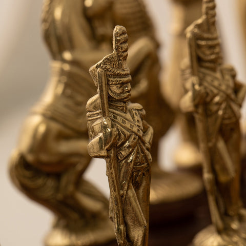 Napoleon Chess Set Handmade Metal/Wood Gold-Silver, Italfama Faux Leather Board