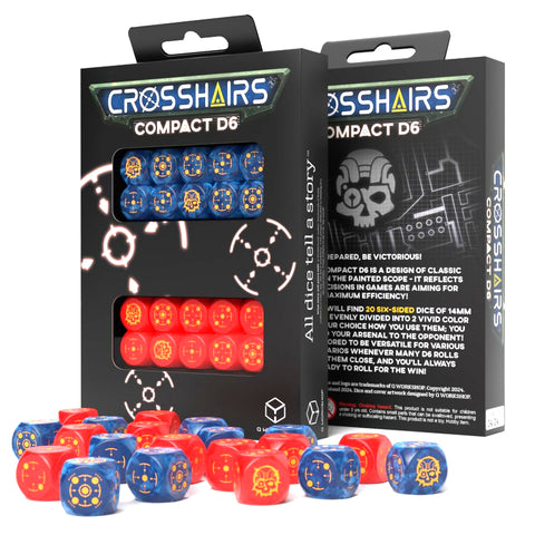 Crosshairs Compact D6 Dice Set Cobalt & Red Rpg Dices Q-Workshop STCA01