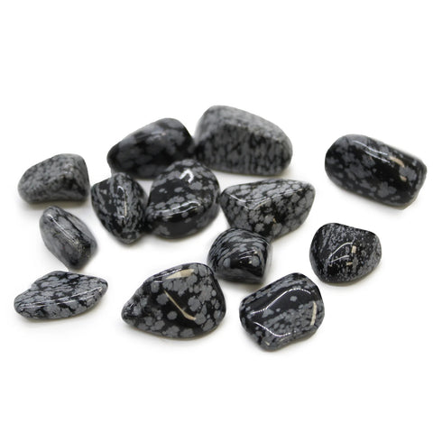 24 Medium Tumble Stones - Obsidian Snowflake Gemstones Amulet Ancient Wisdom NEW