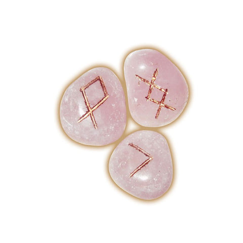 Rose Quartz Runes Natural Stone Esoteric Meditation With Bag Lo Scarabeo NEW