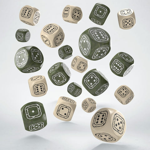 Fortress Compact D6 Dice Set Beige & Olive Role Playing Games Q-Workshop Stcb01