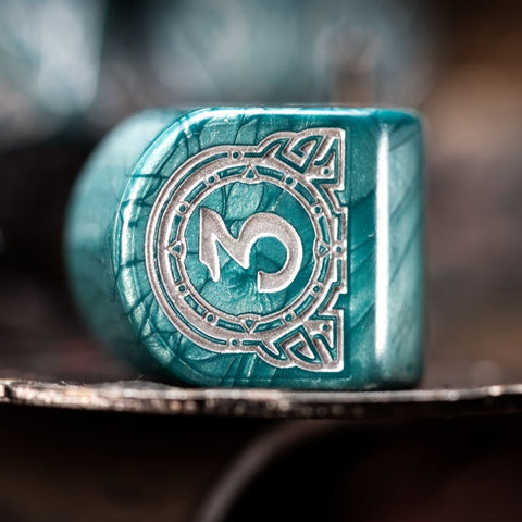 Viking Dice Set Mjolnir Green Silver Roleplaying Games Q-Workshop Dnd Rpg NEW
