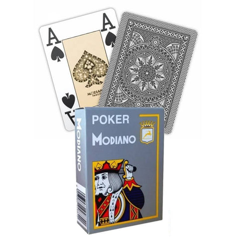 Modiano Poker Playing Cards Deck 4 Jumbo Index Large Grey Plastic Italy NEW