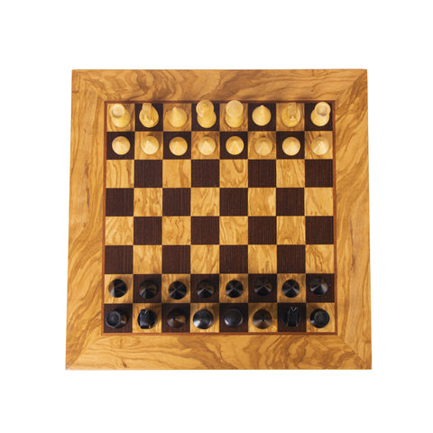 Wooden Chess Set Modern Style Chessmen Olive Burl Board 40Cm Manopoulos Sw4040H