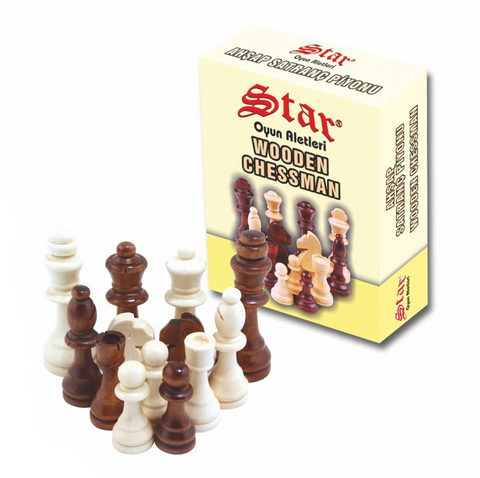 Wooden Chessmen No.1 32 Pieces Chess Pawn Original By Star 1050224