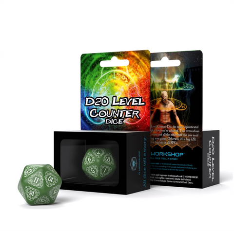 D20 Level Counter Dice Green And White All Dice Tell A Story 30Mm Q-Workshop NEW