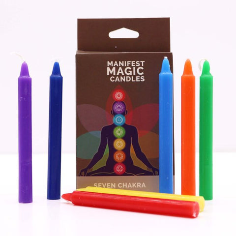 Ancient Wisdom Seven Chakra Manifestation Candles Set of 7 Meditation Cleansing
