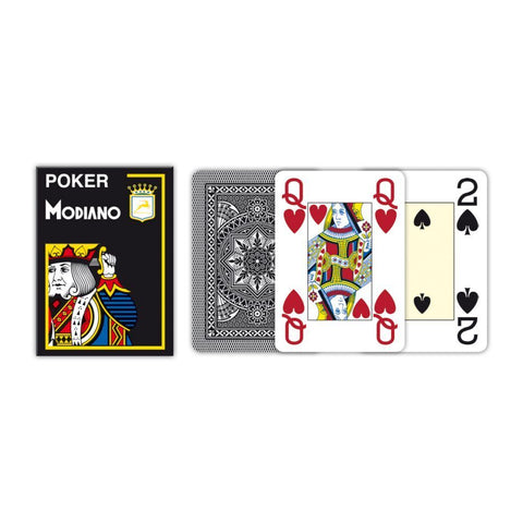 Modiano Poker Black Playing Cards Deck 4 Jumbo Index Large Plastic Italy NEW
