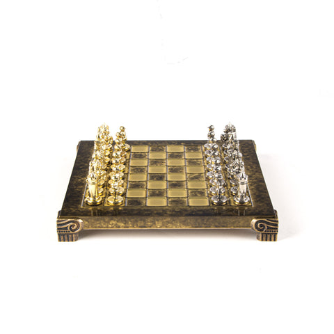 Byzantine Empire Metal Chess Set Gold & Silver Chessmen 20Cm Manopoulos S1Bro
