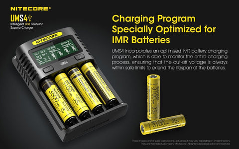 Nitecore Ums4 Intelligent USb Superb Charger Rechargeable Battery Li-Ion/Nimh