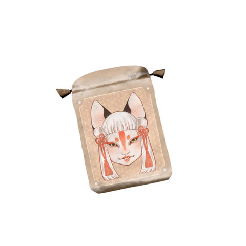 Yokai Satin Bag Beige Embroidered For Tarot Cards Lo Scarabeo 160X225 Mm Bt74