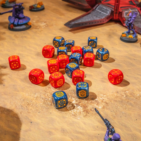 Crosshairs Compact D6 Dice Set Cobalt & Red Rpg Dices Q-Workshop STCA01