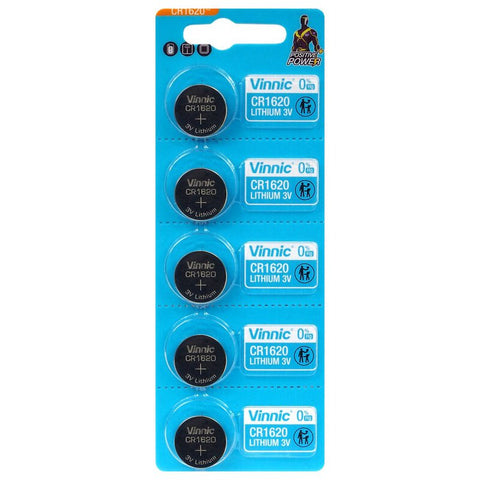 5 Vinnic Cr1620 Lithium Cell Batteries 3V Coin Button Exp 2028 NEW