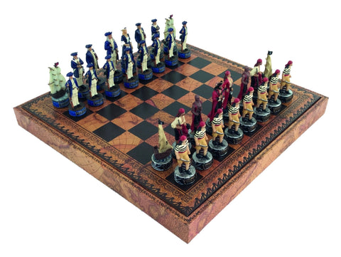 Pirates Chess Set Italfama, Hand-Painted Resin, Faux Leather Board