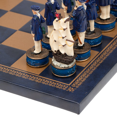 Italfama Pirates Chess Set, Hand-Painted Resin, 33x33cm Faux Leather Board
