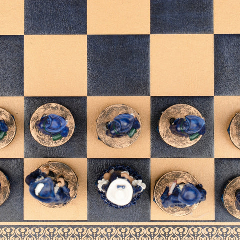 Italfama Pirates Chess Set, Hand-Painted Resin, 33x33cm Faux Leather Board