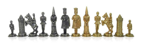 Italfama Camelot Metal Chess Set, Gold/Silver, Mahogany Board with Drawer