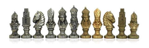 Italfama Moncada Metal Chess Set, Marble-Wood Board with Storage Drawer