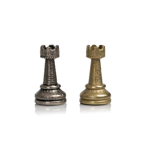 Italfama Luxury Metal Chess Set, Wooden Board, Brass Finish, 36x36cm, Italy