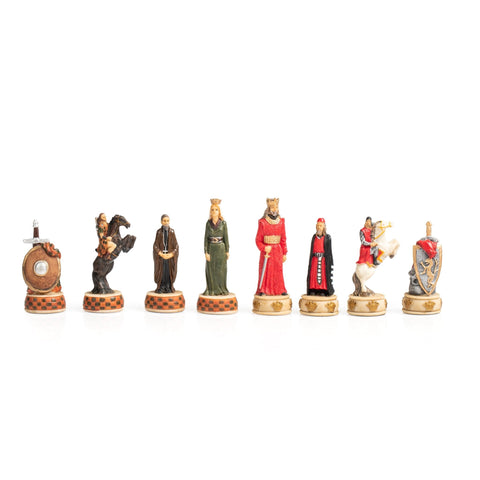 Italfama Hand-Painted Chess Set English vs Scots, Faux Leather Board 3-in-1