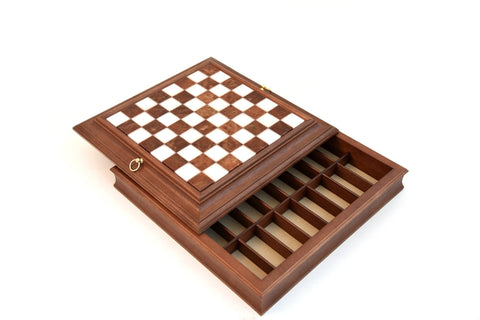 Italfama Handmade Brass Chess Set, Gold/Silver Pieces, Marble Board w/Storage