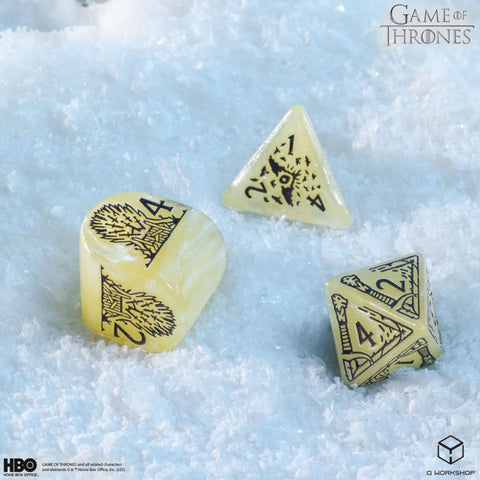 Game of Thrones House Stark Dice Set by Q-Workshop, 8pc RPG Polyhedral Beige