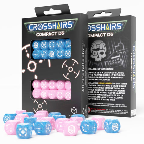 Crosshairs Compact D6 Dice Set Blue & Pink Rpg Dices Q-Workshop STCA02