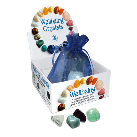 Wellbeing Crystals Set Lo Scarabeo Talismans 4 Natural Stones And Bag NEW