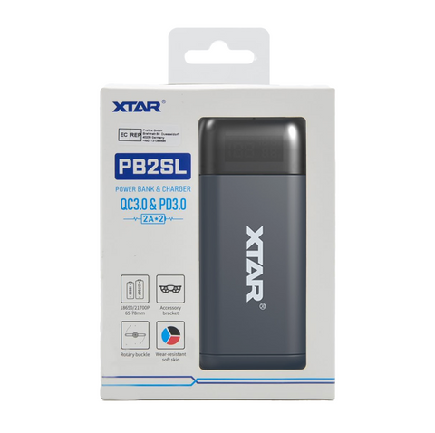 Xtar 2 In 1 Portable Charger With Power Bank Function USb Output Black Pb2Sl