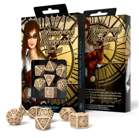 Steampunk Clockwork Beige And Brown Dice Set Role Playing Games Q-Workshop NEW