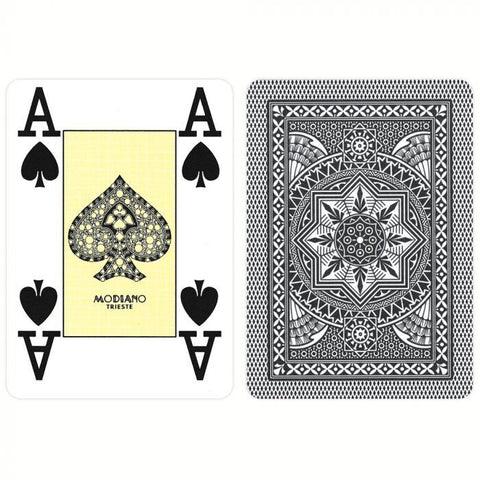 Modiano Poker Black Playing Cards Deck 4 Jumbo Index Large Plastic Italy NEW
