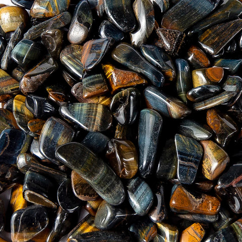 24 Small African Tumble Stones Tigers Eye - Blue Gemstones Ancient Wisdom NEW