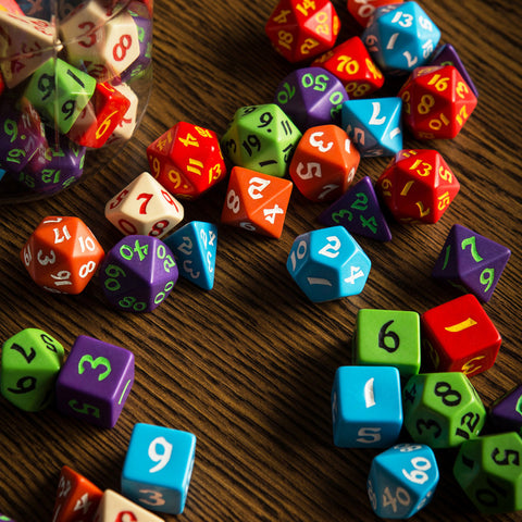 Q-Workshop DND RPG Polyhedral Dice Jar, 80 pcs Assorted Colors, Classic Set