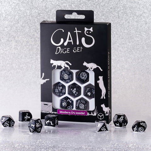CATS MODERN DICE SET WAFFLE ROLE PLAYING GAMES Q-WORKSHOP CAT LOVERS NEW