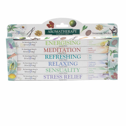 Stamford Aromatherapy Incense Variety Set, 6 Scents, 48 Sticks, India