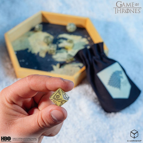 Game of Thrones House Stark Dice Set by Q-Workshop, 8pc RPG Polyhedral Beige