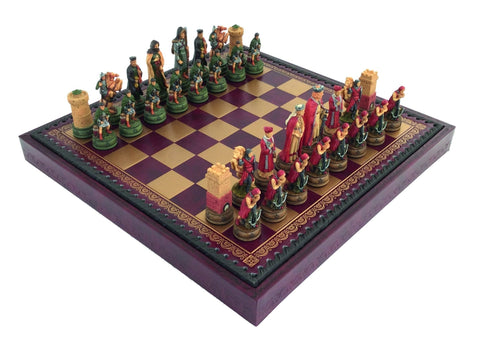 Italfama Camelot Hand-Painted Chess Set, Checkers & Backgammon, 35cm Board
