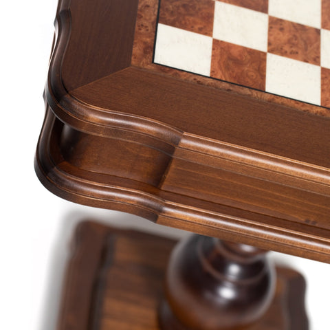 Italfama Italian Solid Birch Chess Table with Backgammon, 58x58cm Handmade