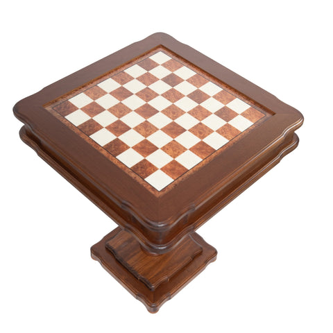 Italfama Italian Solid Birch Chess Table with Backgammon, 58x58cm Handmade