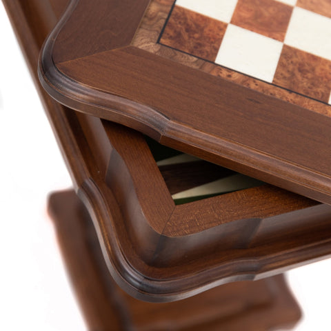 Italfama Italian Solid Birch Chess Table with Backgammon, 58x58cm Handmade