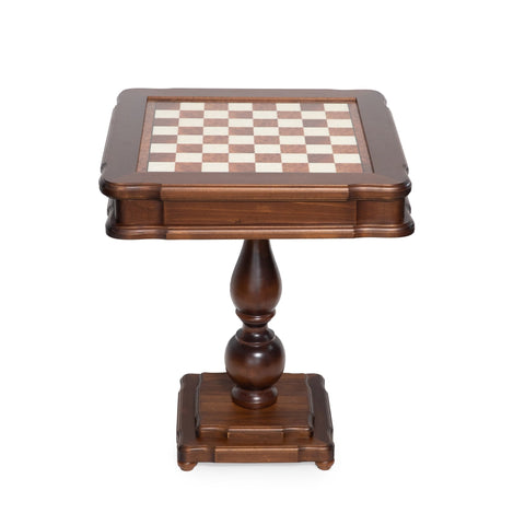 Italfama Italian Solid Birch Chess Table with Backgammon, 58x58cm Handmade