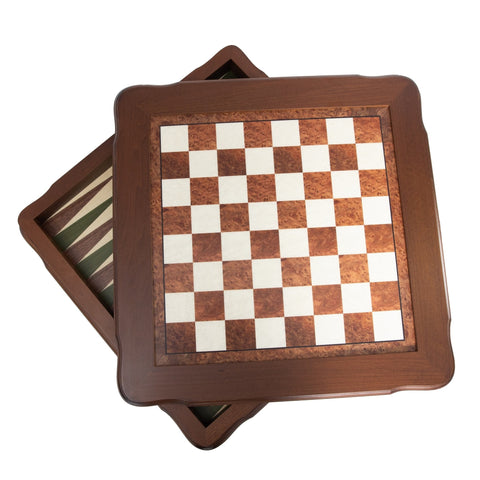 Italfama Italian Solid Birch Chess Table with Backgammon, 58x58cm Handmade