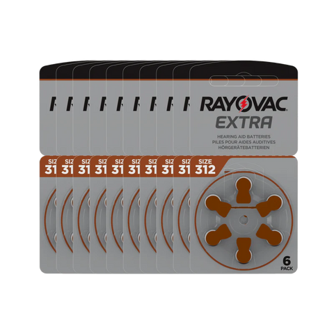 60 Rayovac Extra Advanced Size 312 Pr41 Hearing Aid Batteries 1.45V Zinc Air 6Bl
