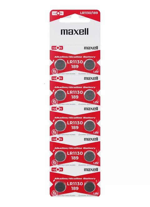10 Maxell Alkaline Lr1130 189 Batteries 1.5V Coin Cell Button Ag10