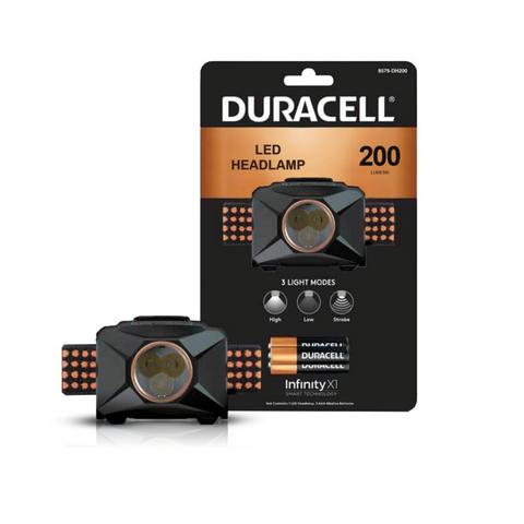 Duracell Led Headlamp 200 Lumens 3 Light Modes 3 Aaa Included 8579-Dh200Se
