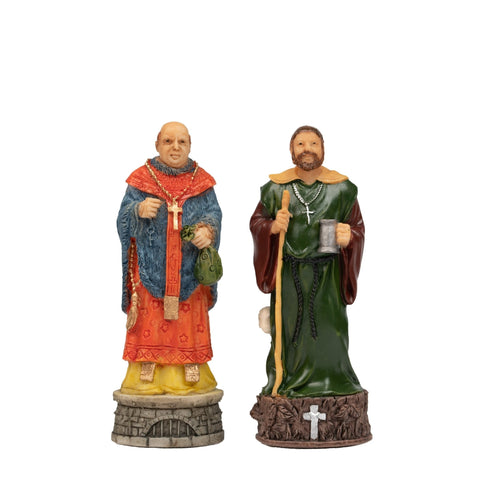 Italfama Robin Hood Hand-Painted Chess Set, 3-in-1 Faux Leather Board, Italy